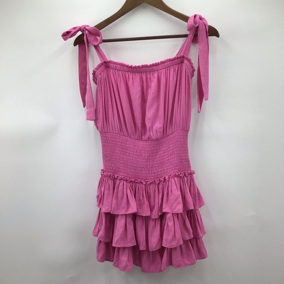 Pink Ruffled Mini Dress - Picture 2 of 8